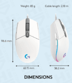 Logitech G102 LIGHTSYNC Gaming Optical Mouse White - Image 6